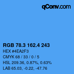 カラーコード: RGB 78.3 162.4 243 | qconv.com