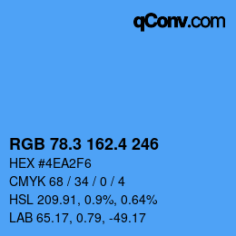カラーコード: RGB 78.3 162.4 246 | qconv.com