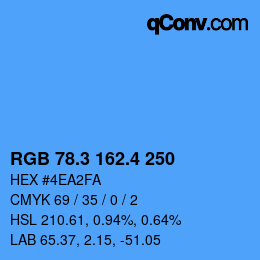 カラーコード: RGB 78.3 162.4 250 | qconv.com
