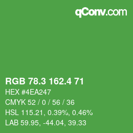 カラーコード: RGB 78.3 162.4 71 | qconv.com