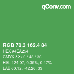 カラーコード: RGB 78.3 162.4 84 | qconv.com