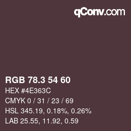 カラーコード: RGB 78.3 54 60 | qconv.com