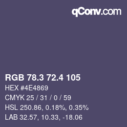 カラーコード: RGB 78.3 72.4 105 | qconv.com