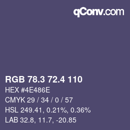 カラーコード: RGB 78.3 72.4 110 | qconv.com