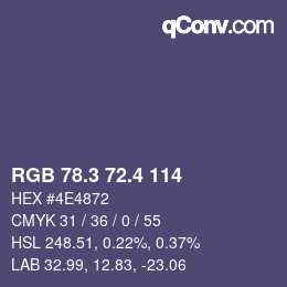 カラーコード: RGB 78.3 72.4 114 | qconv.com