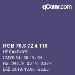 カラーコード: RGB 78.3 72.4 118 | qconv.com