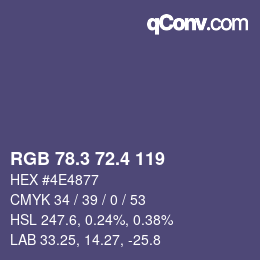 カラーコード: RGB 78.3 72.4 119 | qconv.com