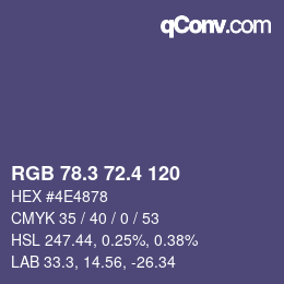 カラーコード: RGB 78.3 72.4 120 | qconv.com