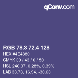 カラーコード: RGB 78.3 72.4 128 | qconv.com
