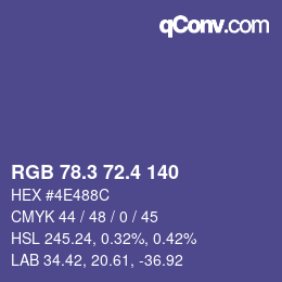 カラーコード: RGB 78.3 72.4 140 | qconv.com