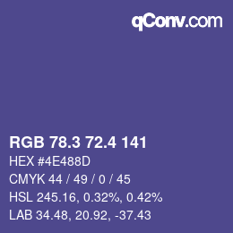 カラーコード: RGB 78.3 72.4 141 | qconv.com