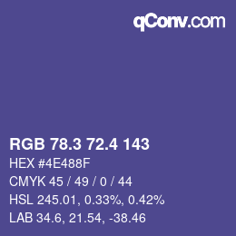 カラーコード: RGB 78.3 72.4 143 | qconv.com