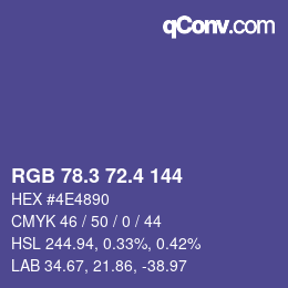 カラーコード: RGB 78.3 72.4 144 | qconv.com