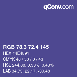 カラーコード: RGB 78.3 72.4 145 | qconv.com