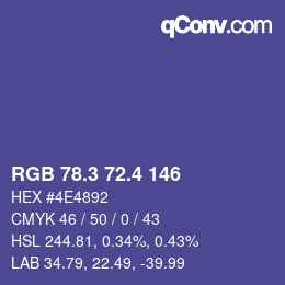 カラーコード: RGB 78.3 72.4 146 | qconv.com