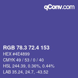 カラーコード: RGB 78.3 72.4 153 | qconv.com