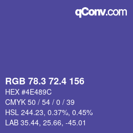 カラーコード: RGB 78.3 72.4 156 | qconv.com