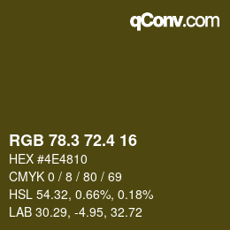 カラーコード: RGB 78.3 72.4 16 | qconv.com