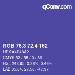 カラーコード: RGB 78.3 72.4 162 | qconv.com