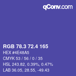 カラーコード: RGB 78.3 72.4 165 | qconv.com
