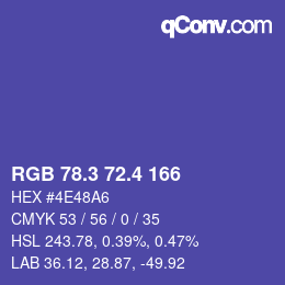 カラーコード: RGB 78.3 72.4 166 | qconv.com