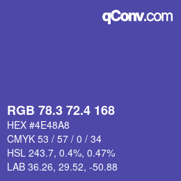 カラーコード: RGB 78.3 72.4 168 | qconv.com