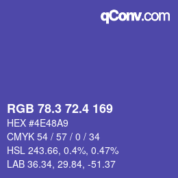 カラーコード: RGB 78.3 72.4 169 | qconv.com