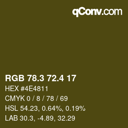 カラーコード: RGB 78.3 72.4 17 | qconv.com
