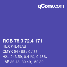 カラーコード: RGB 78.3 72.4 171 | qconv.com
