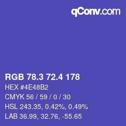 カラーコード: RGB 78.3 72.4 178 | qconv.com