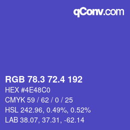 カラーコード: RGB 78.3 72.4 192 | qconv.com
