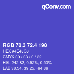 カラーコード: RGB 78.3 72.4 198 | qconv.com