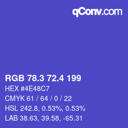 カラーコード: RGB 78.3 72.4 199 | qconv.com