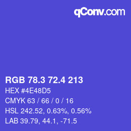 カラーコード: RGB 78.3 72.4 213 | qconv.com