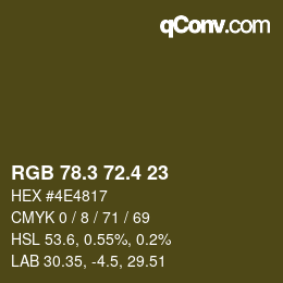 カラーコード: RGB 78.3 72.4 23 | qconv.com