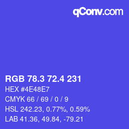 カラーコード: RGB 78.3 72.4 231 | qconv.com