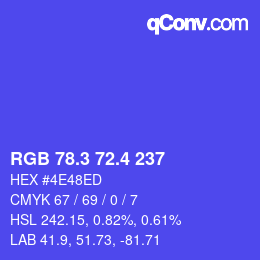 カラーコード: RGB 78.3 72.4 237 | qconv.com