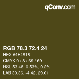 カラーコード: RGB 78.3 72.4 24 | qconv.com
