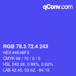 カラーコード: RGB 78.3 72.4 243 | qconv.com