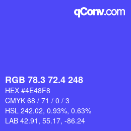 カラーコード: RGB 78.3 72.4 248 | qconv.com