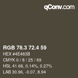 カラーコード: RGB 78.3 72.4 59 | qconv.com