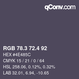 カラーコード: RGB 78.3 72.4 92 | qconv.com