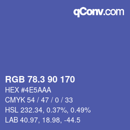 カラーコード: RGB 78.3 90 170 | qconv.com