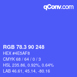 カラーコード: RGB 78.3 90 248 | qconv.com