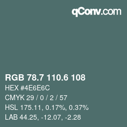 カラーコード: RGB 78.7 110.6 108 | qconv.com