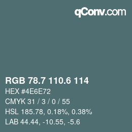 カラーコード: RGB 78.7 110.6 114 | qconv.com