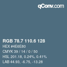 カラーコード: RGB 78.7 110.6 128 | qconv.com