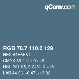 カラーコード: RGB 78.7 110.6 129 | qconv.com