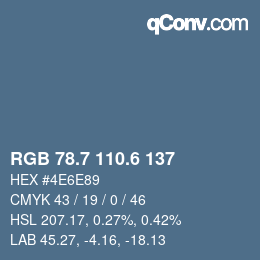 カラーコード: RGB 78.7 110.6 137 | qconv.com