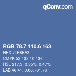 カラーコード: RGB 78.7 110.6 163 | qconv.com